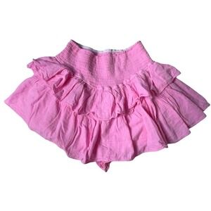 Pink ruffle shorts / skirt womens large resort wear beach coverup